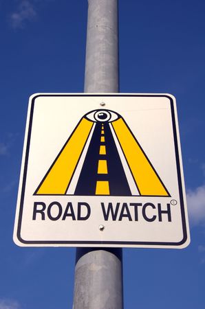 Road Watch Sign against the skyの写真素材