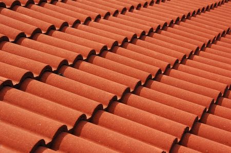 Red roof tiles on an Azores homeの写真素材