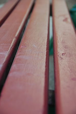 Red Wood Park Bench の写真素材