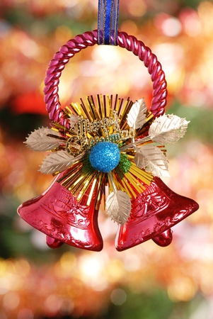 Christmas decorations against light backgroundの写真素材