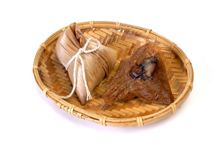 Steamed rice dumpling on white background の写真素材