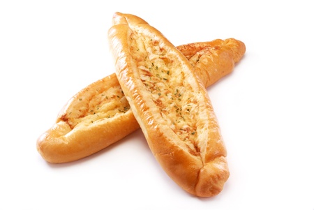 Garlic bread on the  white backgroundの写真素材