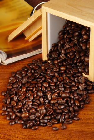 Coffee beans on the tableの写真素材