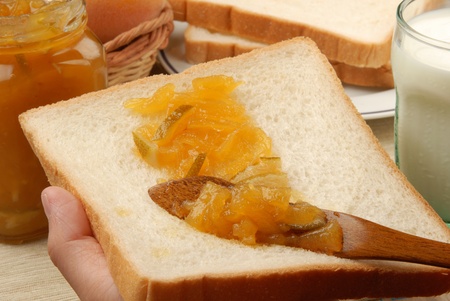 Pineapple jam smeared on toast    の写真素材