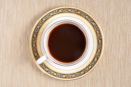 Top view of an isolated cup of coffee の写真素材