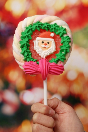 Christmas lollipop isolated on a white backgroundの写真素材