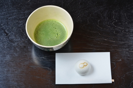Green tea and Japanese sweet の写真素材
