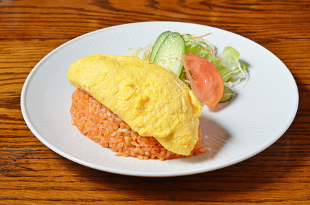 Japanese food, omurice, rice warpped eggの写真素材