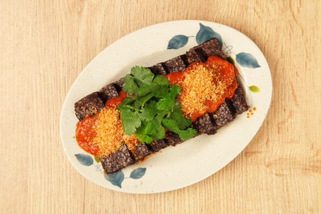 Blood rice cake  with , Taiwanese traditional foodの写真素材
