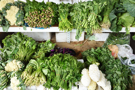 Fresh and organic vegetables at farmers market.の写真素材