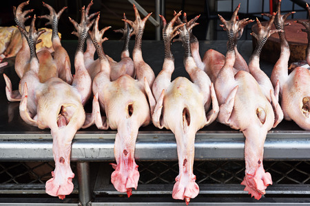 Chicken stall at local market in Taiwanの写真素材