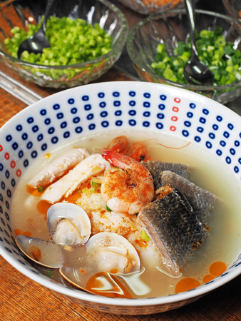 A bowl of seafood congeeの写真素材
