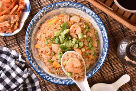 Taiwanese traditional food-seafood fried riceの写真素材