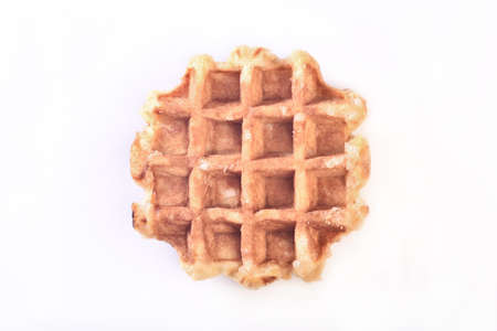 Belgian waffles isolated on white backgroundの写真素材
