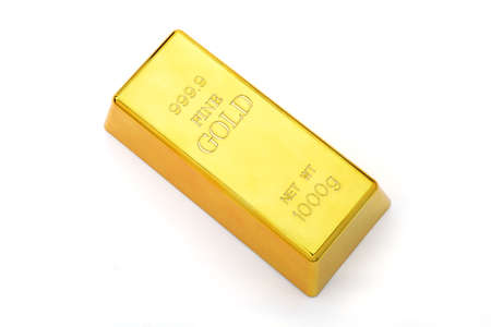 Gold bars isolated on white backgroundの写真素材