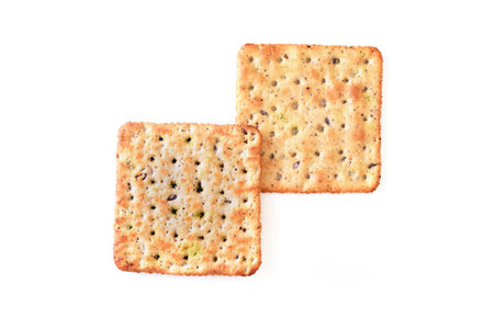 Quinoa soda cracker on white background