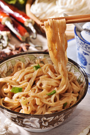 Sesame paste noodles - a popular food in Taiwanの写真素材
