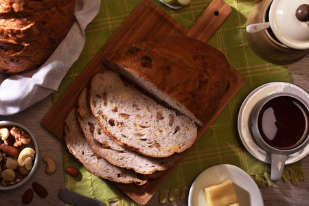 cheese walnut bread on a cutting board