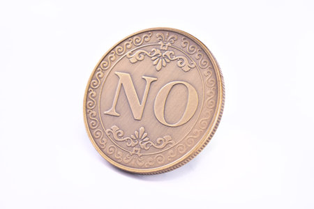 Coin Yes or No on a white backgroundの写真素材