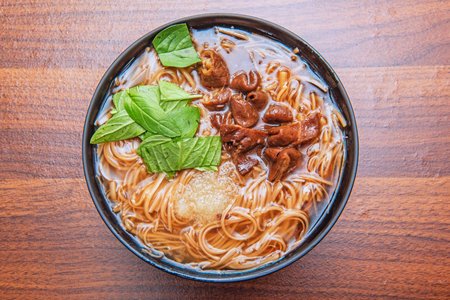 Taiwan famous food - pork intestine thin noodlesの写真素材