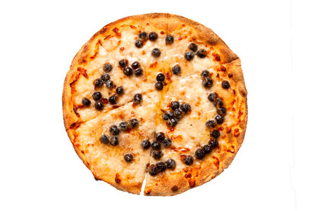 Honey brown sugar boba pizza on a white background. Isolated.の写真素材