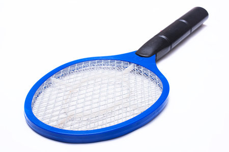 Electric mosquito swatter on white backgroundの写真素材
