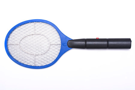 Electric mosquito swatter on white backgroundの写真素材