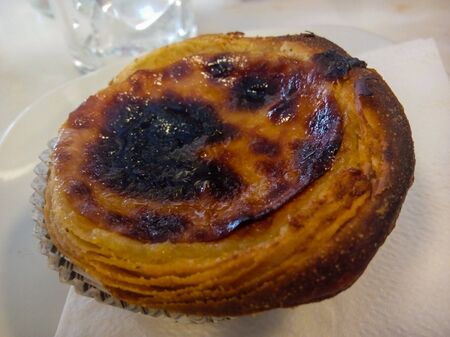 Pastel de nata - Custard tard close up, a traditional pastry sweet from Portugal