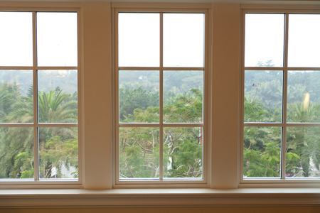 View from inside from a beautiful traditional window - The nature behind a window
