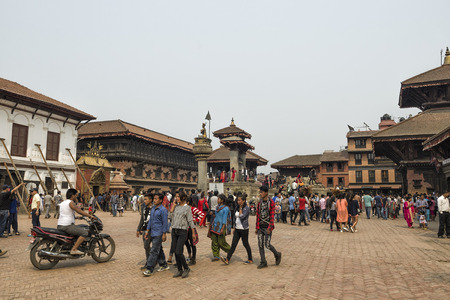 Damages of street and building in Bhaktapur after major earthquake in 2015 and reconstruction is on going, Kathmandu, Nepalのeditorial素材