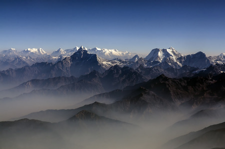Everest Peak and Himalaya Everest mountain range panorama - Himalayas mountains Everest range...