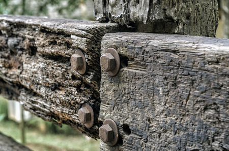 Closeup of decayed worn wooden fence - decaying wooden texture with shollow DOFの写真素材