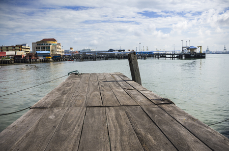 The Penang culture heritage of lifestyle and environment at the Chew Jetty, Penang, Malaysia. Chew Jetty is one of the old Chinese waterfront settlement in Penang.のeditorial素材