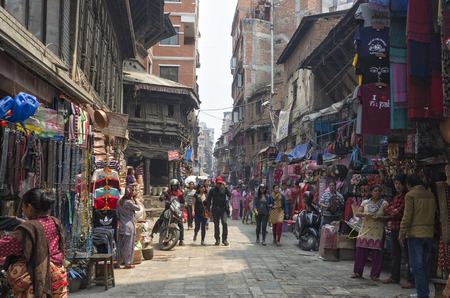 Asan Tole Market is busy with workers, local and tourists, Kathmandu Nepal.のeditorial素材