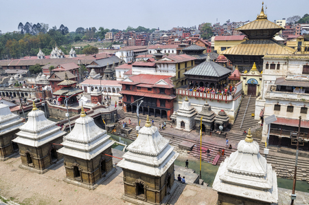 Pashupatinath, Kathmandu, Nepal, serves as the seat of the national deity, Lord Pashupatinath. It is also the place of cremation ceremony along the holy Bagmati River in Bhasmeshvar Ghat.のeditorial素材