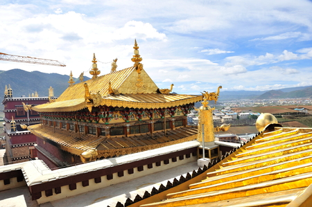 Gilded roof at Jokhang Temple in Lhasa, Tibet, Chinaのeditorial素材