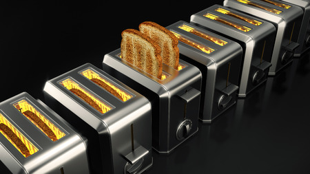 Toaster with bread slices
