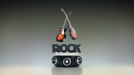 Electric Guitar with speakers 3Dの写真素材