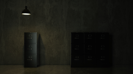 3d image renderer. File cabinet. Search concept.の写真素材