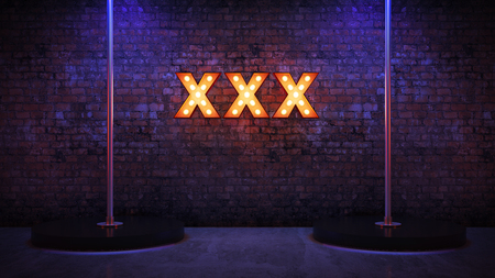 marquee light xxx letter sign, 3D renderの写真素材