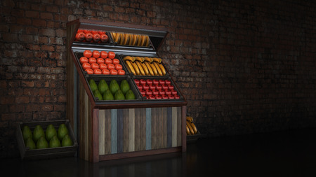 Fresh fruits shop at a marketの写真素材