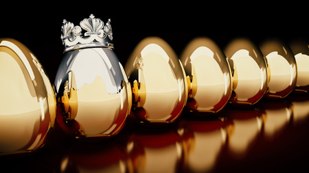 Gold and silver eggs. 3D renderingの写真素材