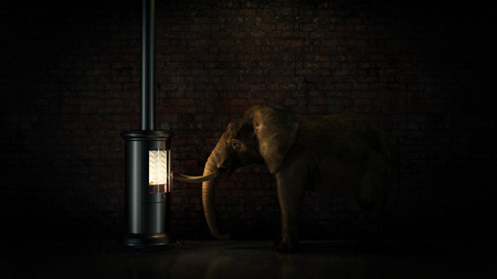 Good indoor climate concept. animals taking heat. 3D renderingの写真素材