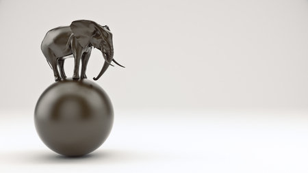 elephant and ball. 3D renderingの写真素材