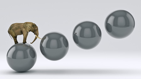 elephant and ball. 3D renderingの写真素材