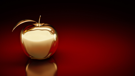 Gold apple. 3d renderingの写真素材