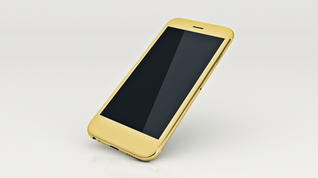 Smartphone gold. 3d renderingの写真素材