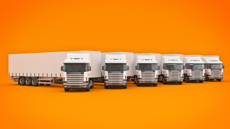 white truck. 3D renderingの写真素材