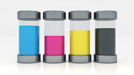 concept cmyk print cartridge, 3d renderingの写真素材