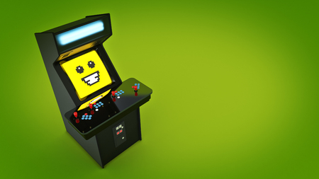 Vintage arcade game machine. 3D renderingの写真素材